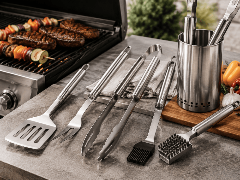 Professional stainless steel BBQ grilling tools