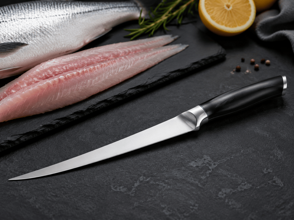 Professional fillet knife for fish preparation