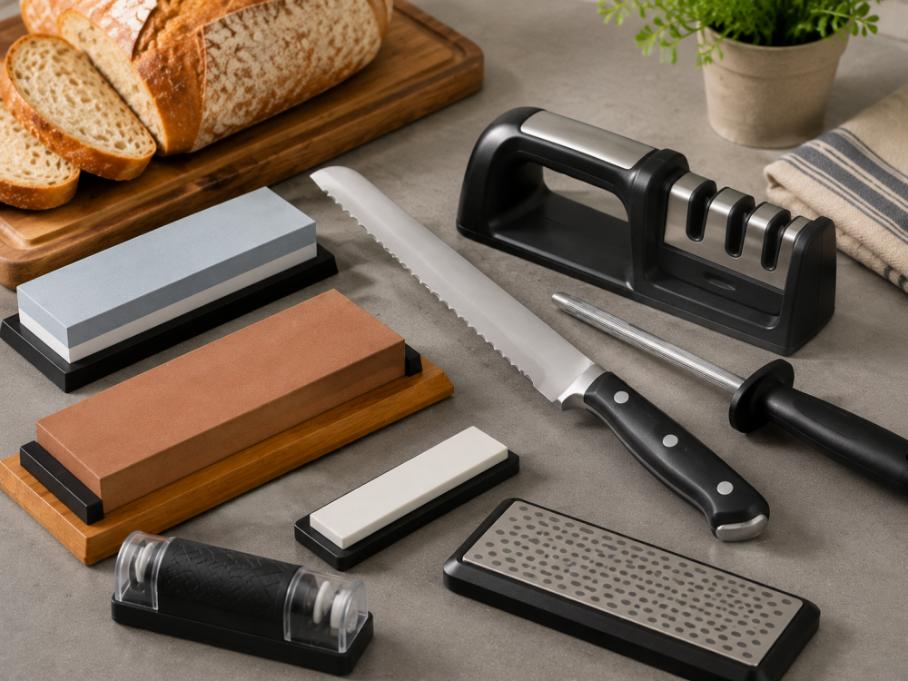 Bread knife sharpening tools
