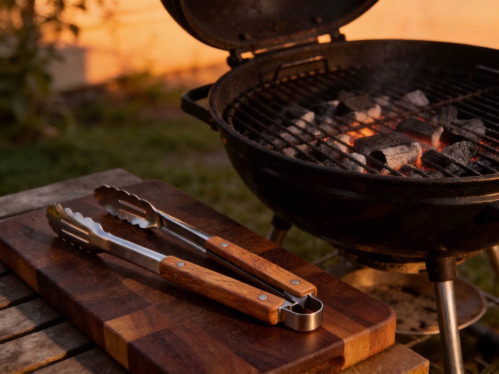 Wood Handle BBQ Tongs