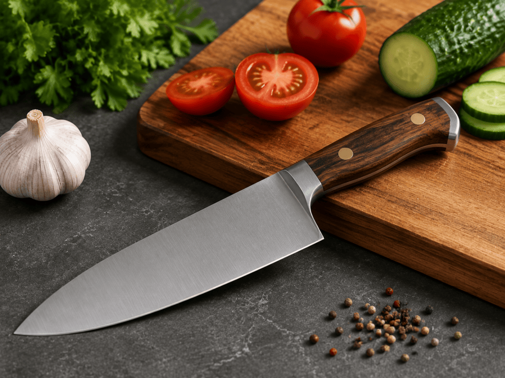 wood handle kitchen knife