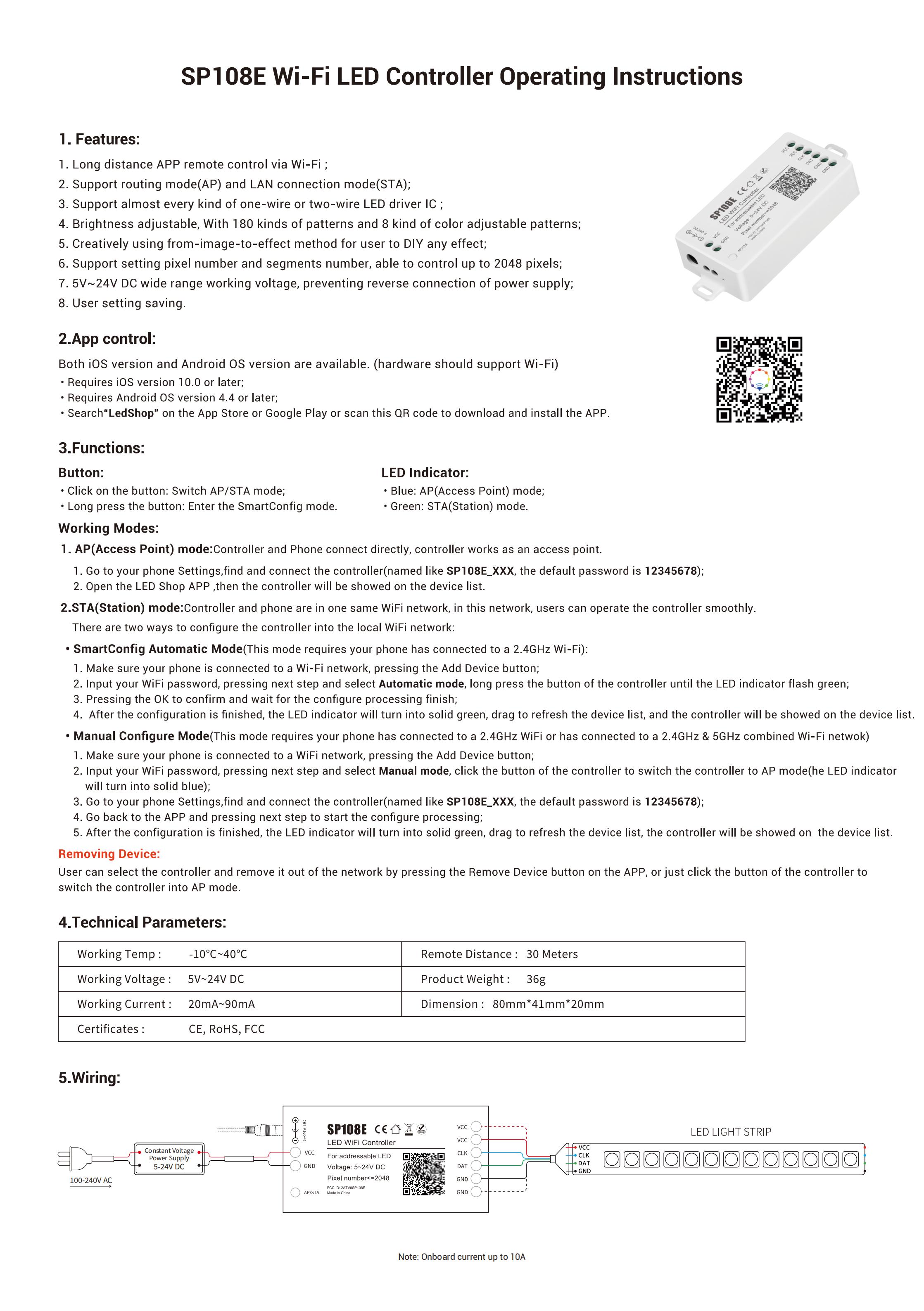 sp108e led controller