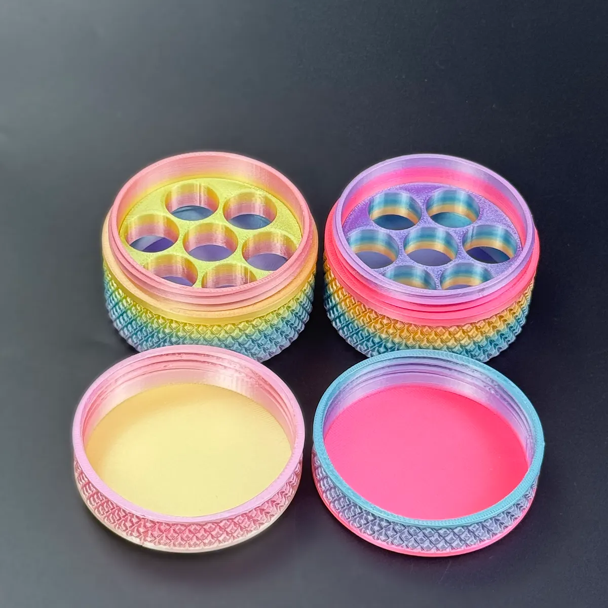 step 2, both gradient cases open showing the yellow and purple trays