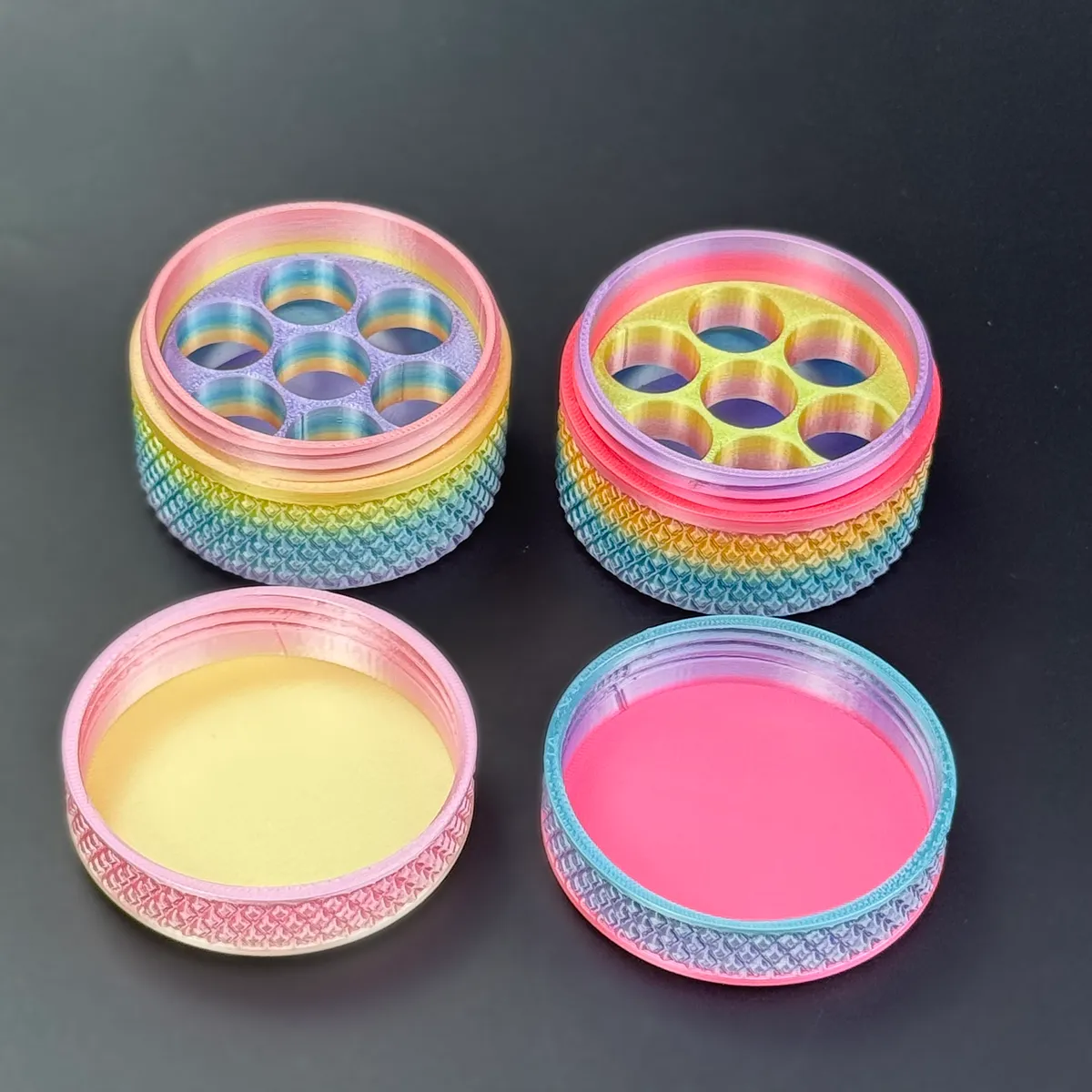 the same two gradient cases open with their trays visible