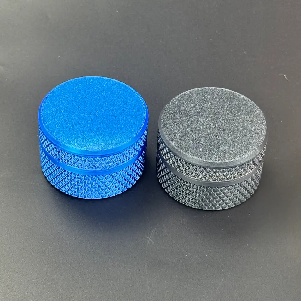 the blue and grey cases before the failed swap, both fine on their own