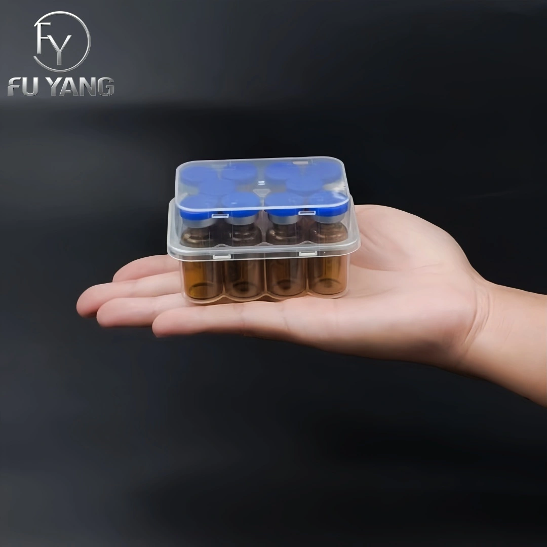 custom 3ml 10-vial complete packaging kit with transparent PP case glass vial butyl stopper and multi-color aluminum cap