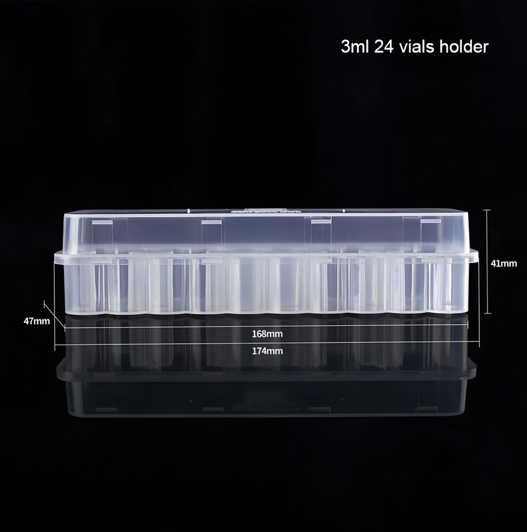 Wholesale Bulk 3ml 24-Piece Transparent PP Tube Rack OEM BPA-Free Biological Reagent Storage Box Laboratory Cold Chain Plastic Tube Rack Organizer