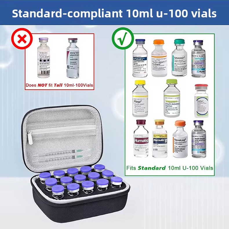 Wholesale 10ml Insulin Storage Box 10/15/30/60 Injection Vial Insulin Storage Bag Medical Travel Case Peptide Storage Box