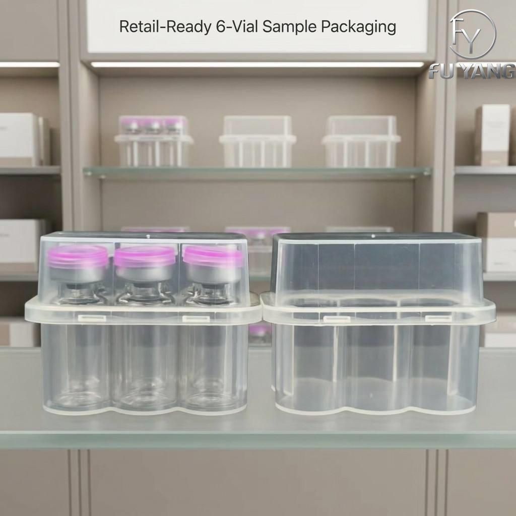 custom 6-pack vial PP case for brand sample retail packaging OEM ODM