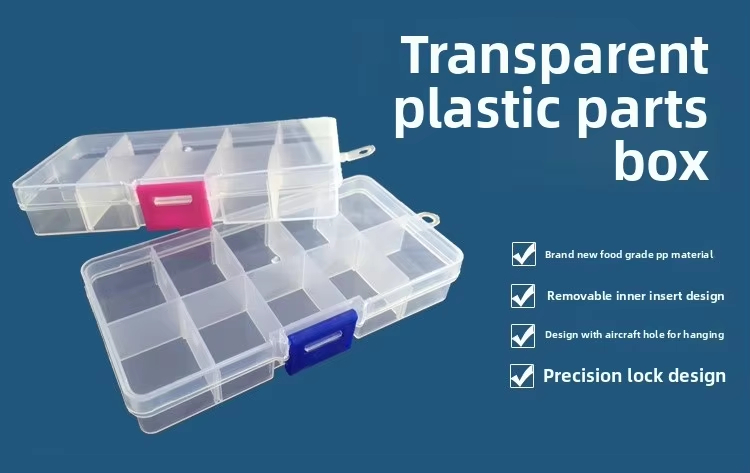 Small 10-Compartment Transparent Pp Plastic Box Detachable Parts Component Storage Box Jewelry Jewelry Classification Hangeable