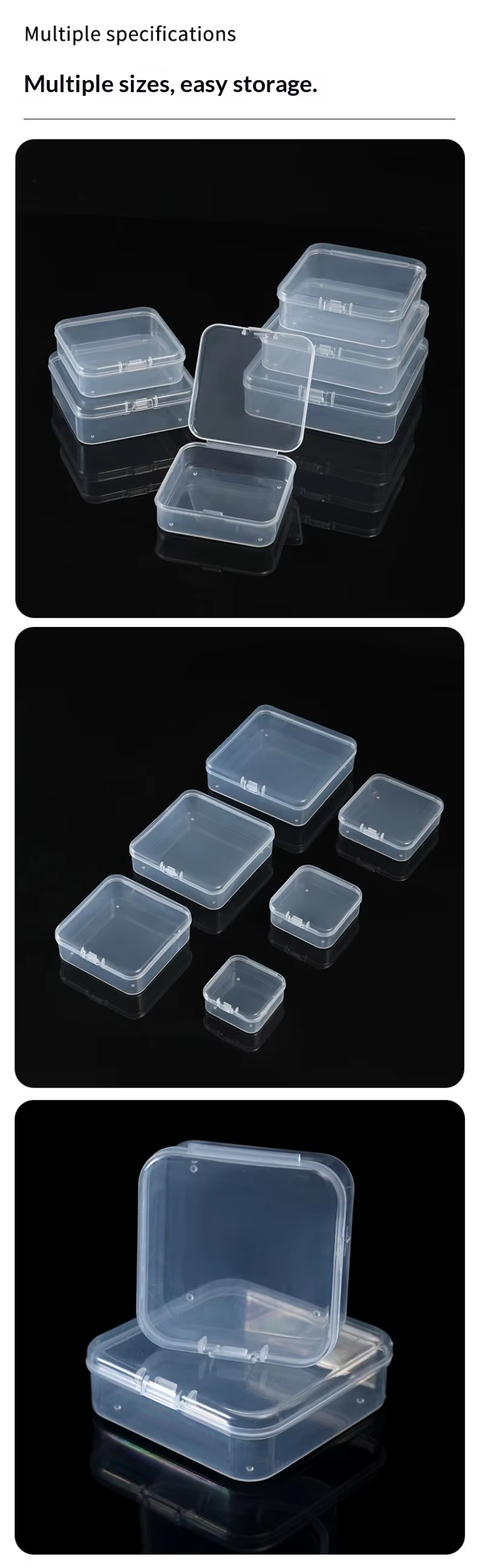 Transparent Square PP Plastic Storage Box for Jewelry Packaging