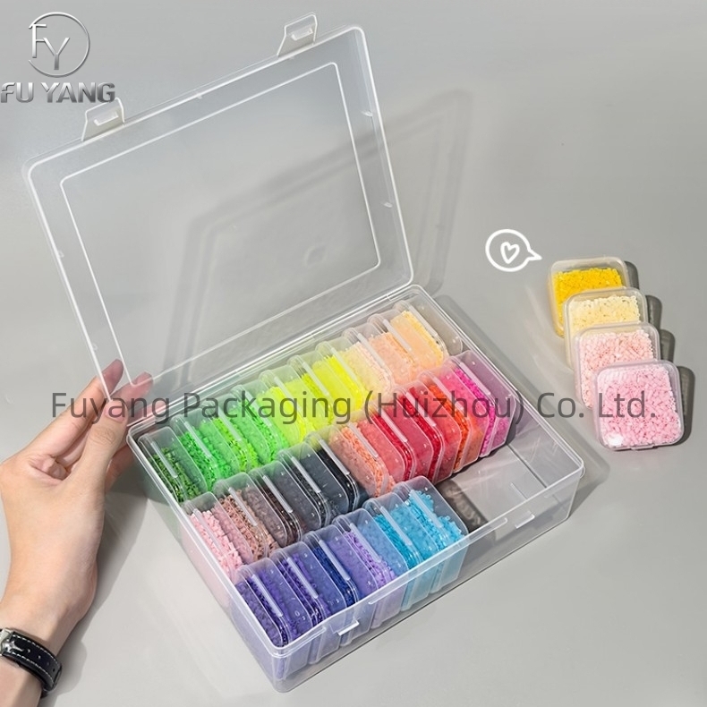 Perler bead transparent 30-grid storage box, large-capacity sorting and organizing box, plastic multi-functional dustproof storage case
