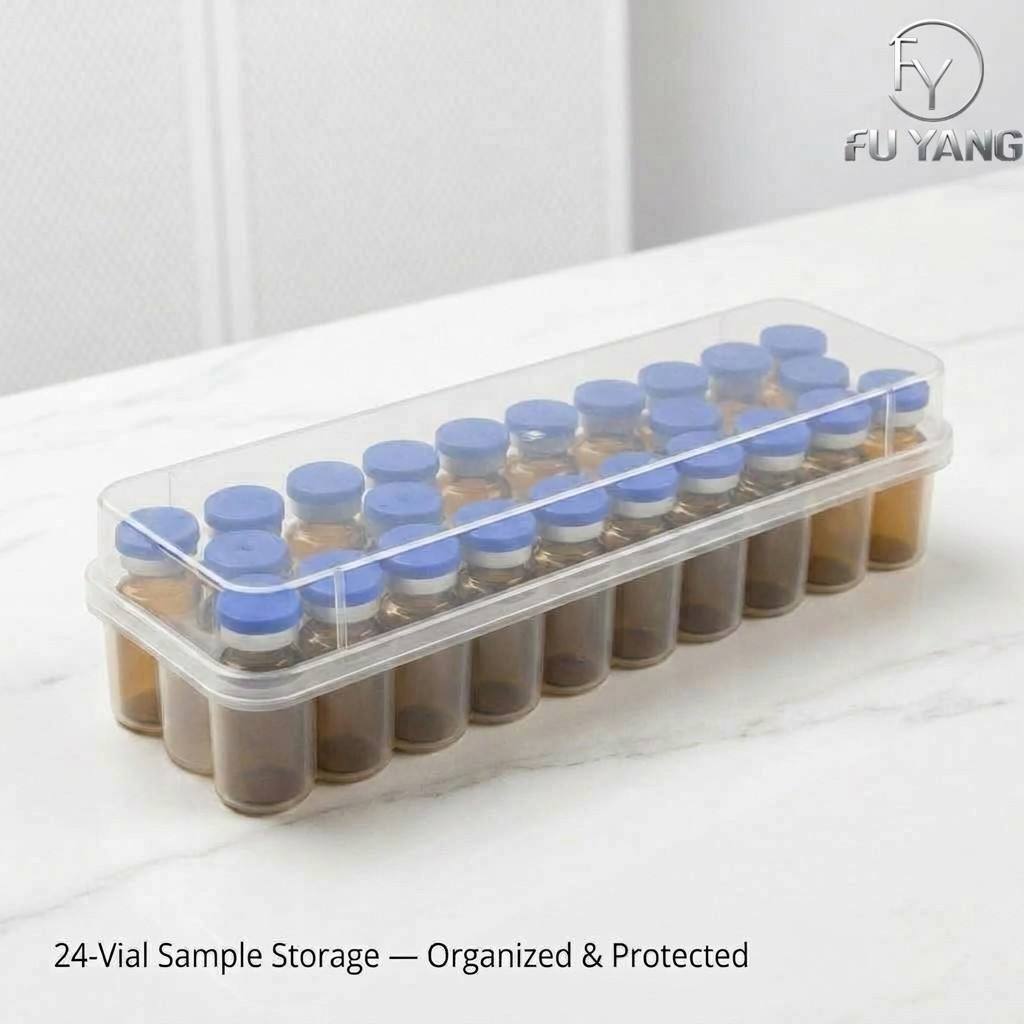 custom 3ml 24-vial complete packaging kit with transparent PP case glass vial butyl stopper and multi-color aluminum cap