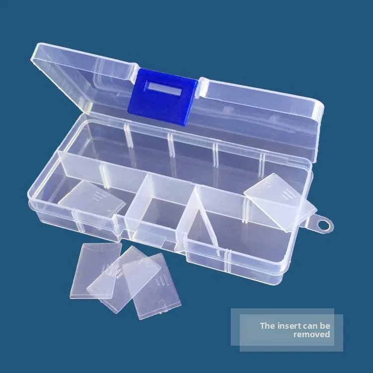 Small 10-Compartment Transparent Pp Plastic Box Detachable Parts Component Storage Box Jewelry Jewelry Classification Hangeable