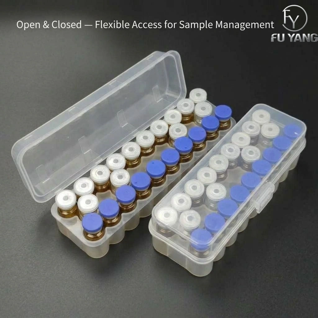 custom 3ml 24-vial complete packaging kit with transparent PP case glass vial butyl stopper and multi-color aluminum cap