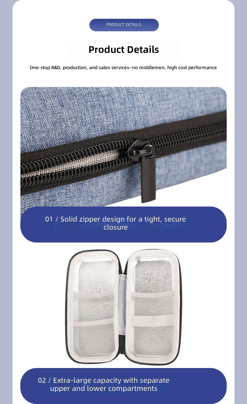 Factory direct supply insulin bag with temperature display, best-selling insulin refrigerated storage box, portable EVA outdoor refrigerated storage bag, small size insulated bag