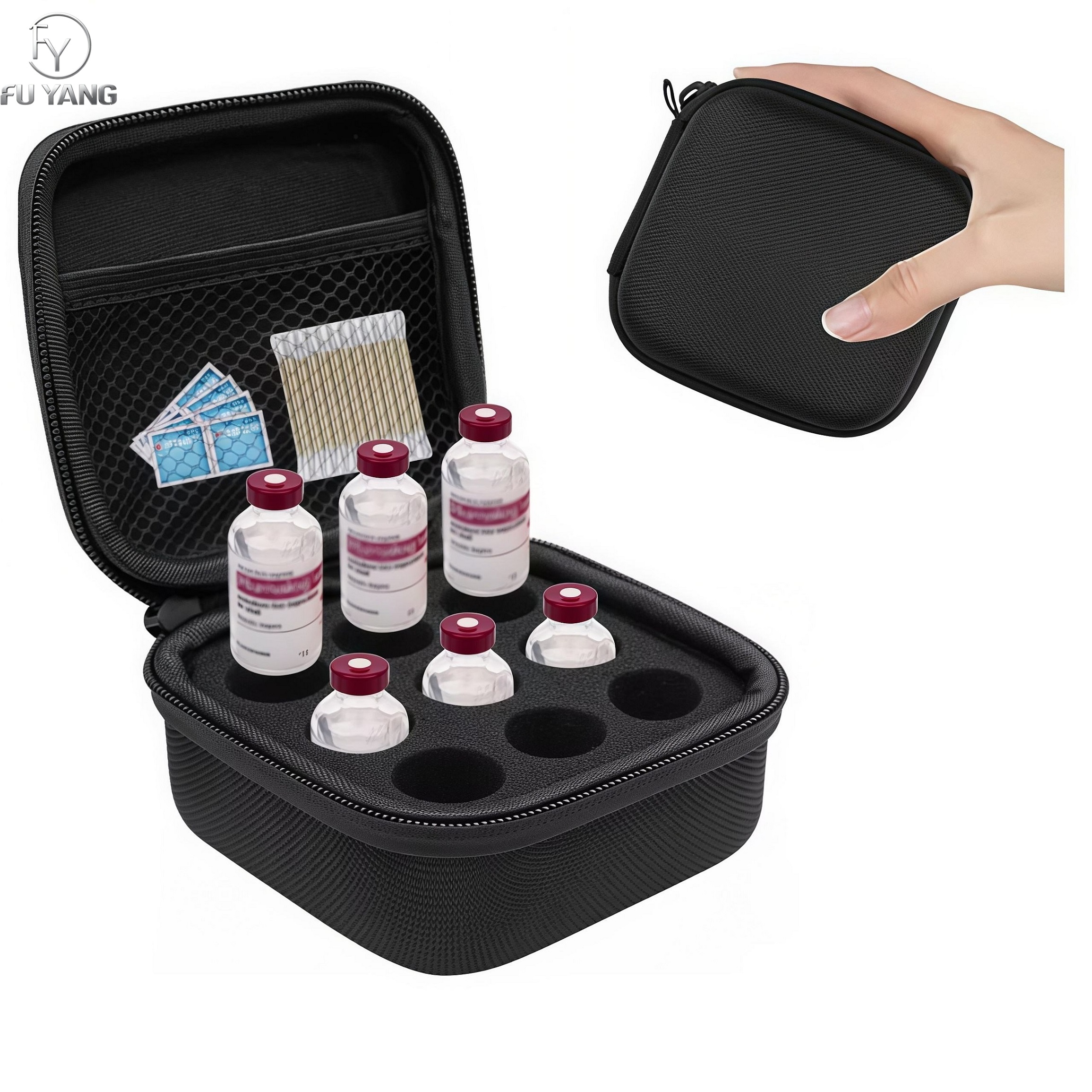 Custom Hard EVA Insulin Vial Storage Box is specially designed for storing and transporting GLP-1 injection pens, insulin vials, and other diabetic supplies.