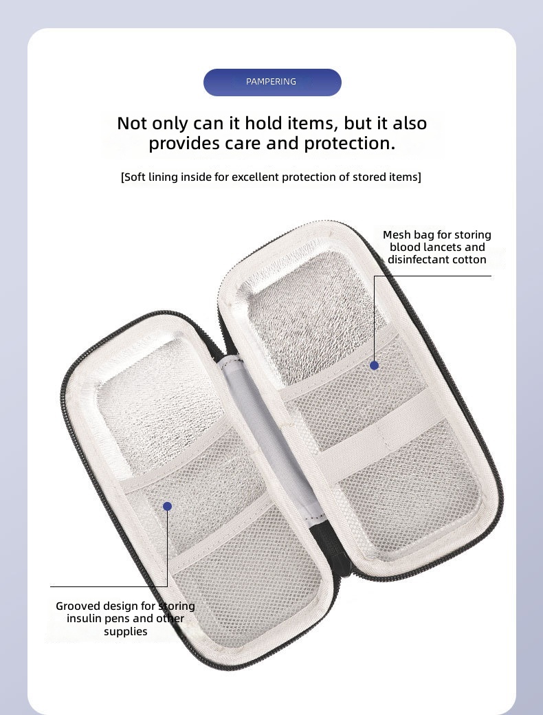 Factory direct supply insulin bag with temperature display, best-selling insulin refrigerated storage box, portable EVA outdoor refrigerated storage bag, small size insulated bag