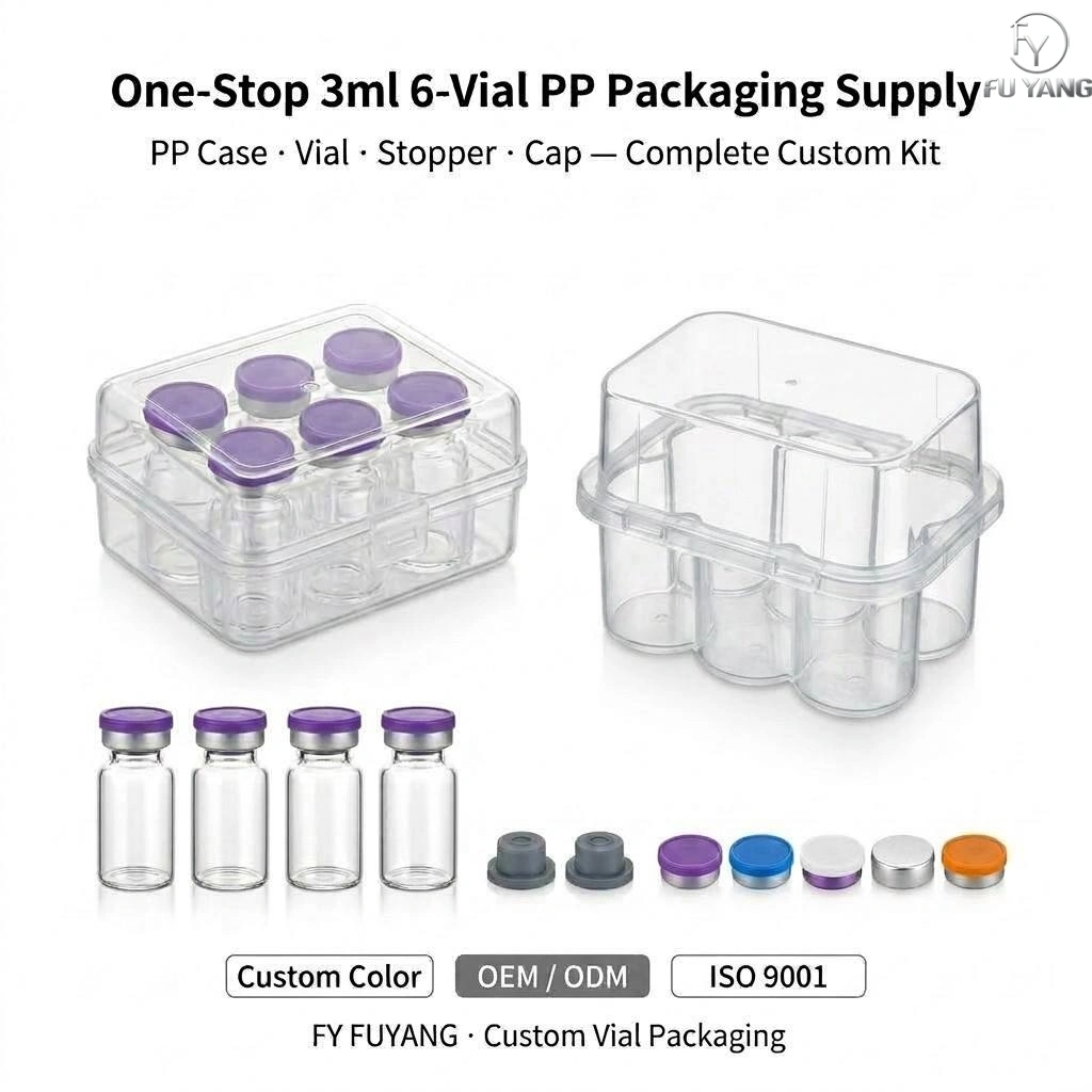 custom 6-pack vial PP case for brand sample retail packaging OEM ODM