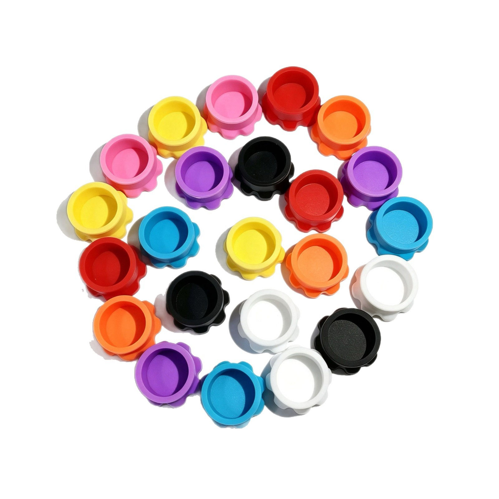 Lace-shaped silicone cap, available in various colors, customizable with logo, used for leak-proofing and dust-proofing peptide glass vial bottles
