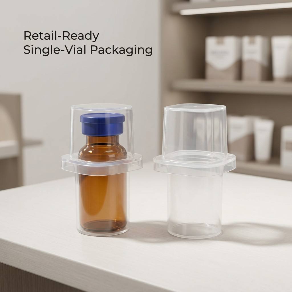 3ml single-vial complete packaging kit with transparent PP case glass vial butyl stopper and aluminum cap