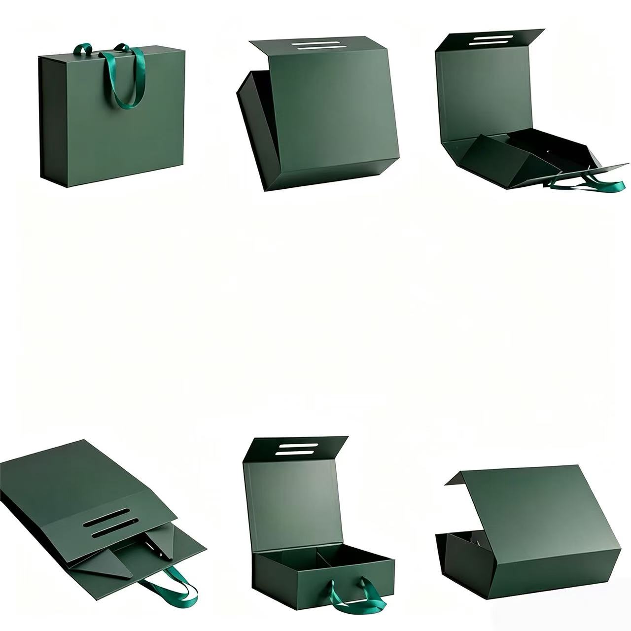 Green Magnetic Gift Box with Inner Tray – Foldable, Customizable Size & Logo, Ideal for Jewelry, Cosmetics or Premium Gifts