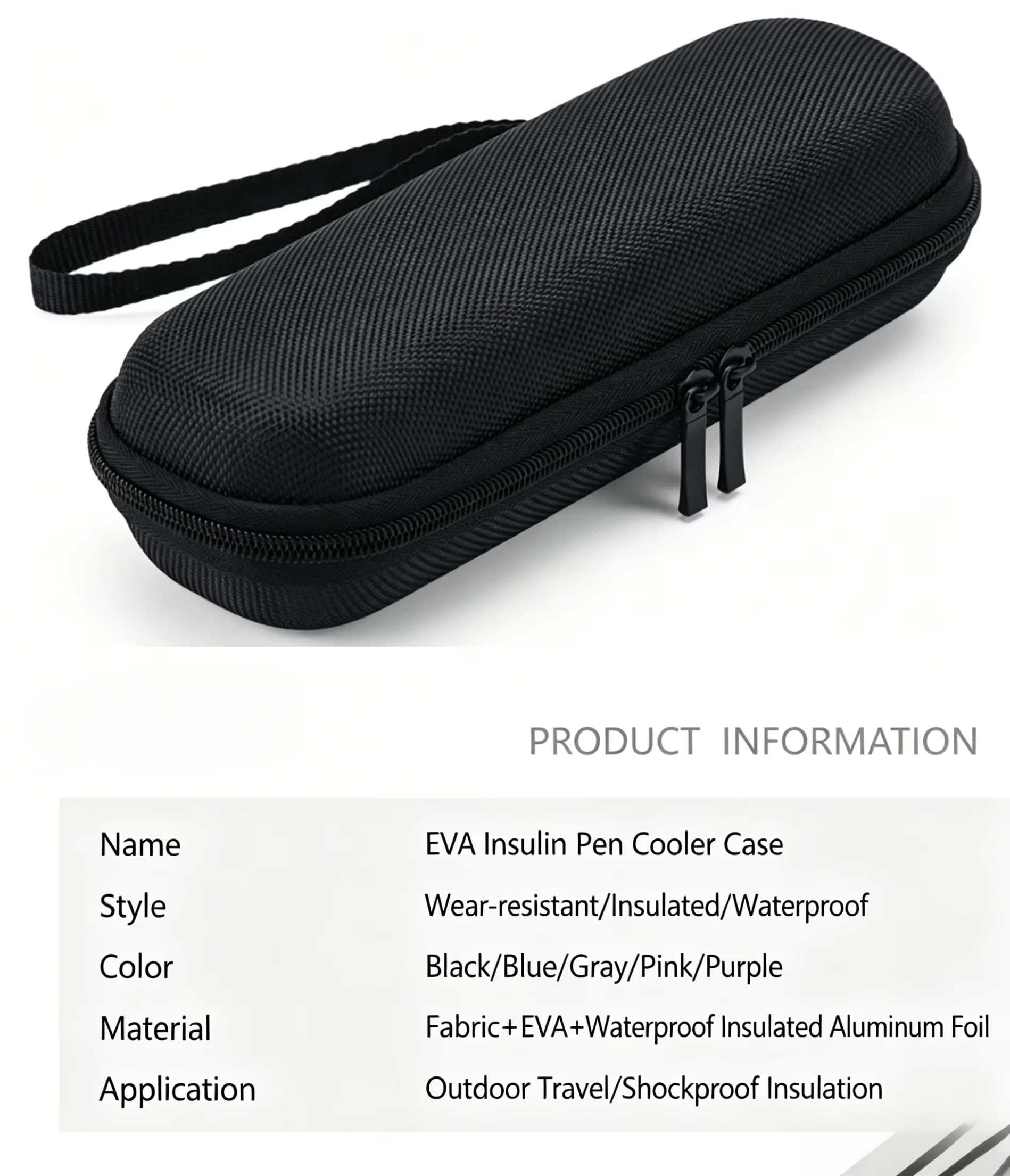 Custom Semi-Hard EVA Vial and Pen Organizer is specially designed for storing and transporting GLP-1 injection pens, insulin vials, and other diabetic supplies.