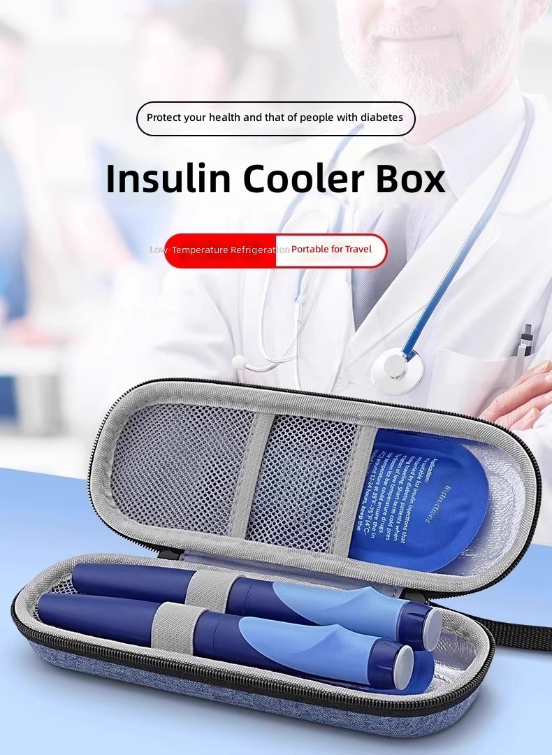 Factory-direct insulin bag, best-selling insulin cooling storage case, medical supplies travel storage bag, with temperature display, daily insulin pen storage case, suitable for insulin vials, insulin pen bag