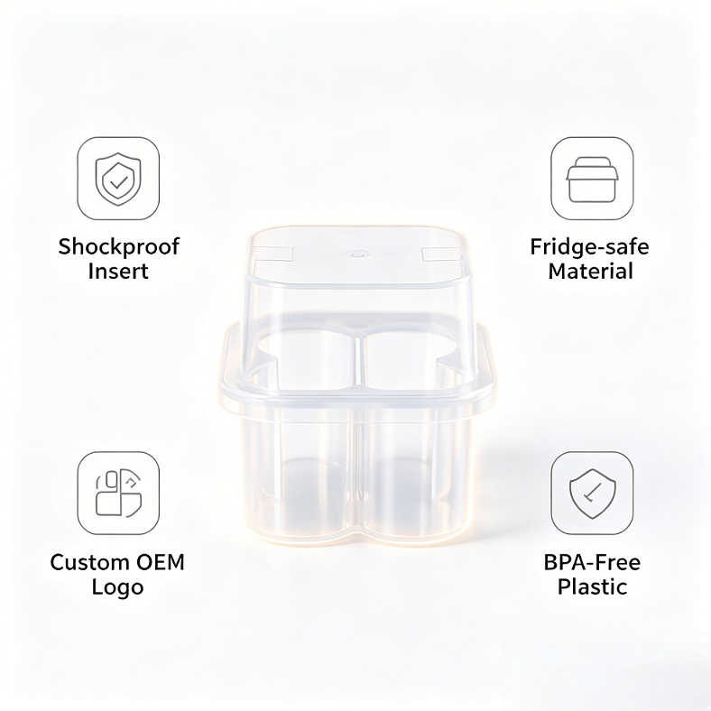 3 ml 4-Pack Transparent Plastic Bottle Box Freeze-Dried Sample Box PP Bottle Holder Storage Box for Biological Reagents and Scientific Samples