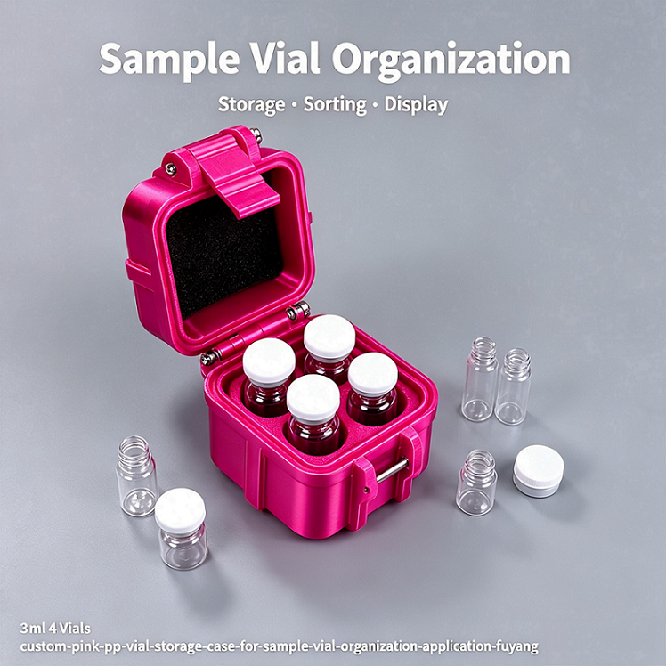 High-end anti-pressure and drop-resistant peptide vial box made of full PETG material, 4-piece set for 3ml, effectively stabilizes glass vials to prevent damage. Each vial has an independent slot. Box color, size, and brand logo printing can be customized.