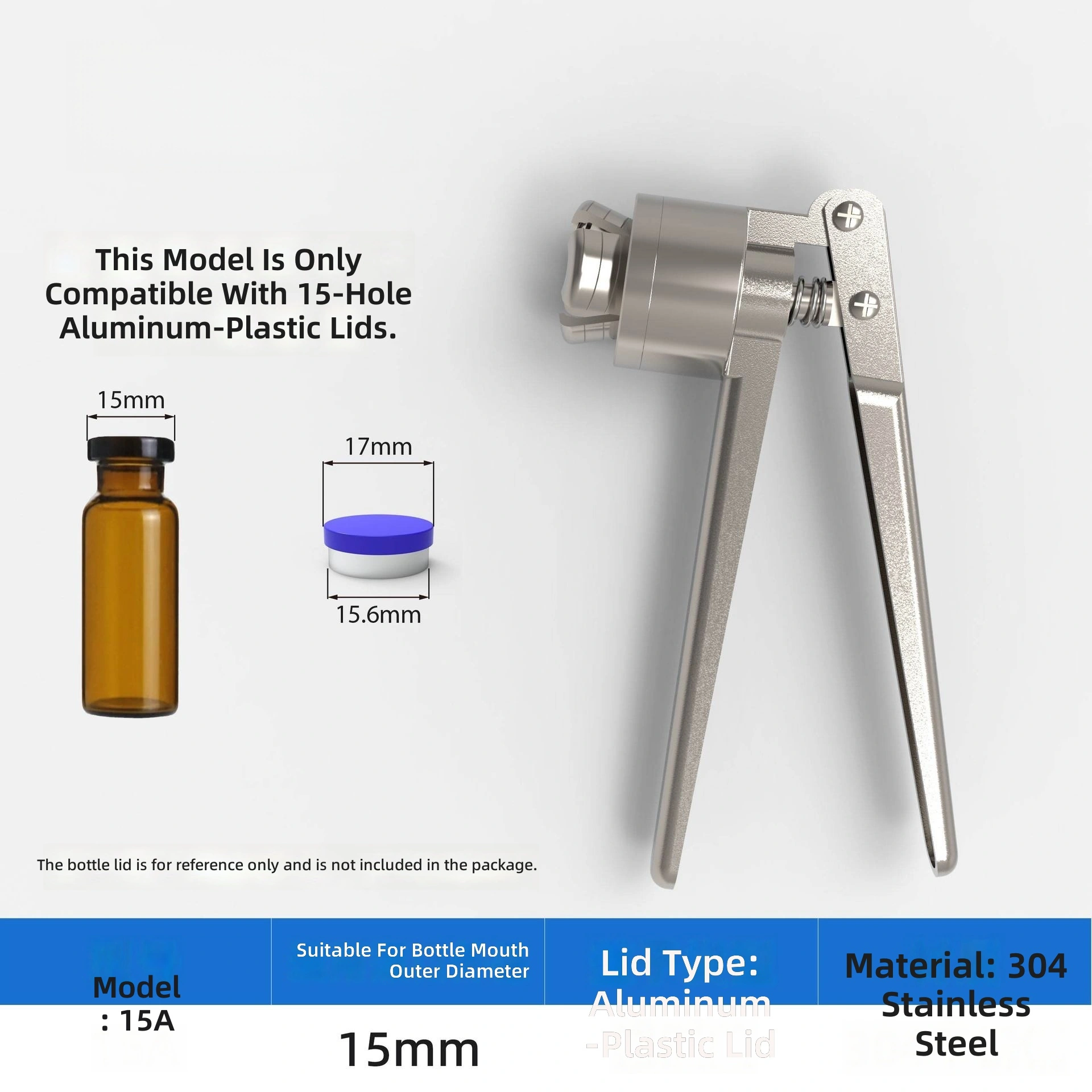 Aluminum alloy stainless steel sealing pliers, crimping pliers, suitable for sealing aluminum caps of various bottle mouth sizes