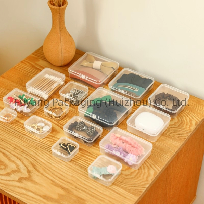 Transparent Small Square Box with Lid Tool Box Nail Art Wearable Nails Plastic Box Toy Accessories Packaging Box Desktop Organizer