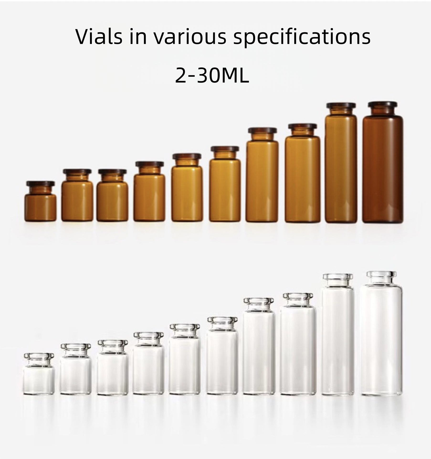 Transparent Amber Borosilicate Glass Bottles Bulk Wholesale OEM High-Quality Medical Beauty Essence Lyophilized Powder Skincare Cream