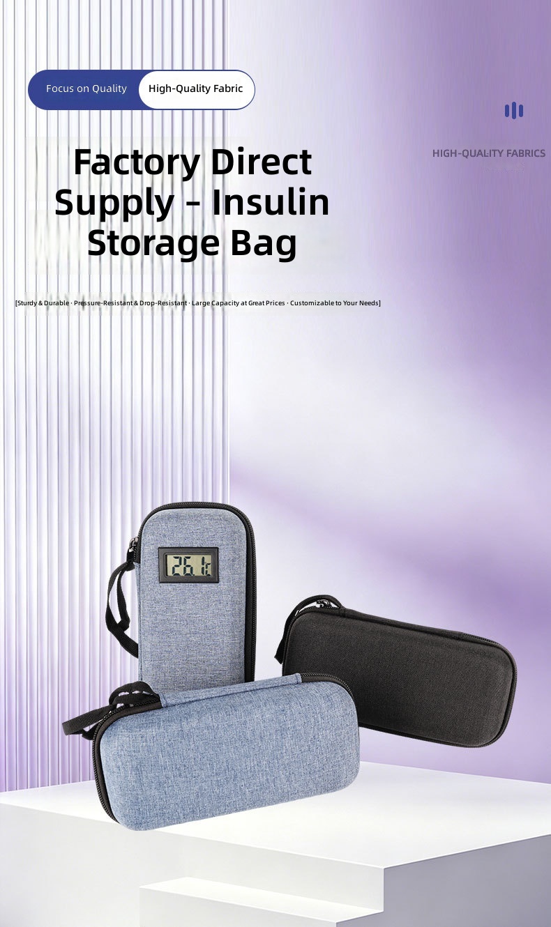 Factory direct supply insulin bag with temperature display, best-selling insulin refrigerated storage box, portable EVA outdoor refrigerated storage bag, small size insulated bag