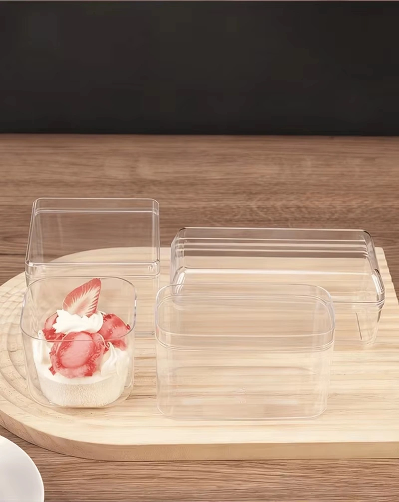 Transparent Rectangular Biscuit Jar Cookie Peach Pastry Macaron Snowflake Paired Sealed Snack Cake Packaging Box Lid Plastic Box