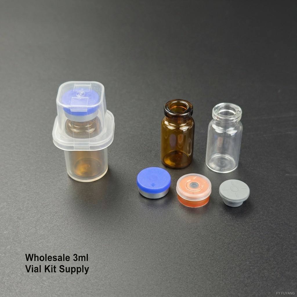 3ml single-vial complete packaging kit with transparent PP case glass vial butyl stopper and aluminum cap