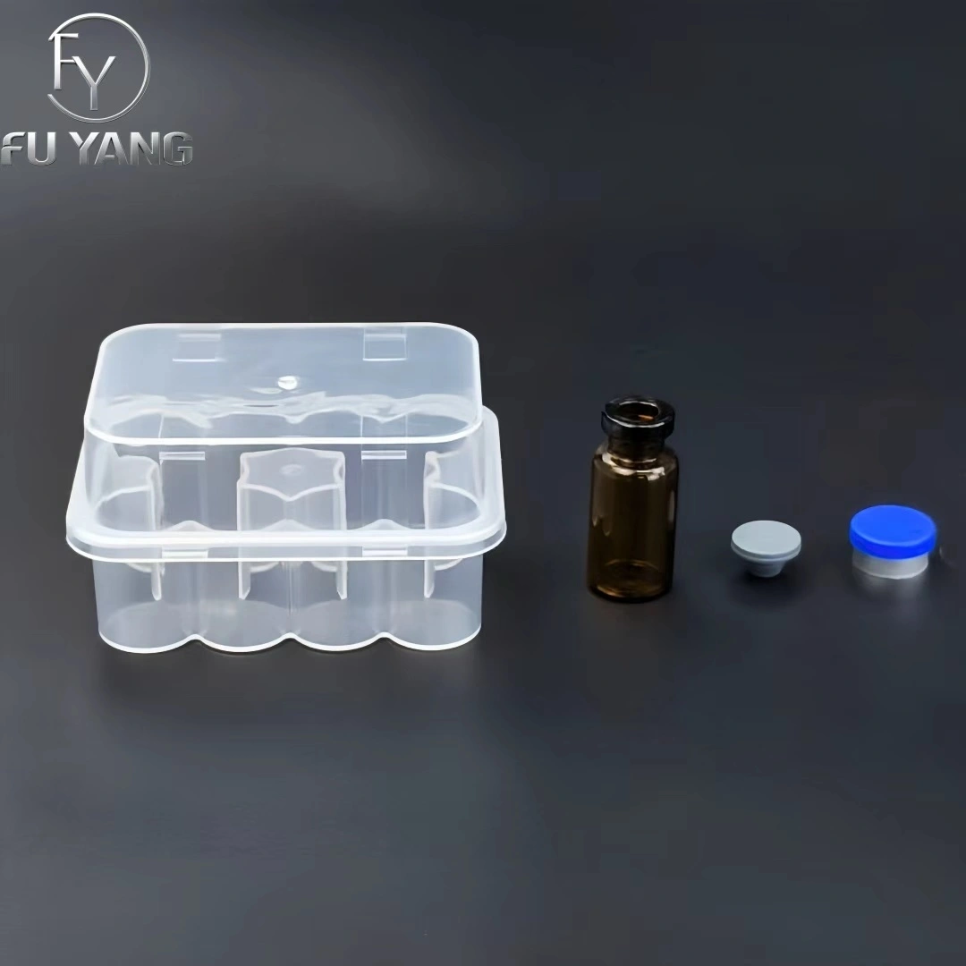 custom 3ml 10-vial complete packaging kit with transparent PP case glass vial butyl stopper and multi-color aluminum cap