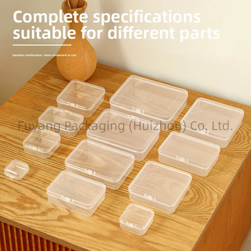 Transparent Small Square Box with Lid Tool Box Nail Art Wearable Nails Plastic Box Toy Accessories Packaging Box Desktop Organizer