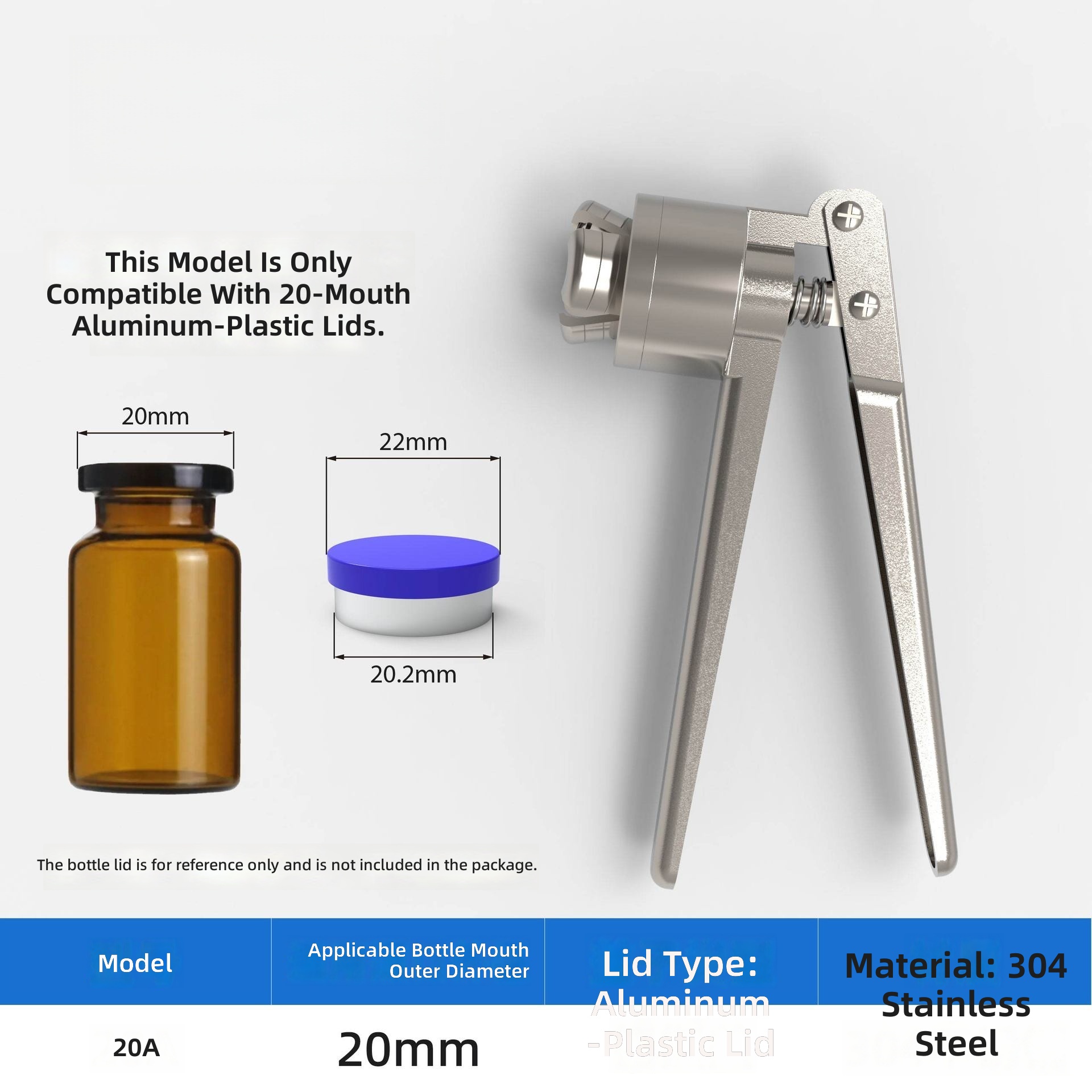 Aluminum alloy stainless steel sealing pliers, crimping pliers, suitable for sealing aluminum caps of various bottle mouth sizes