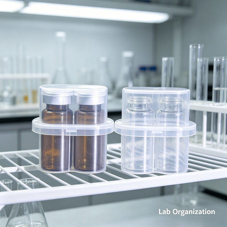 10ml 2-pack transparent PP tube rack, OEM high-quality BPA-free biological reagent storage box, plastic tube rack storage box for laboratory cold chain use