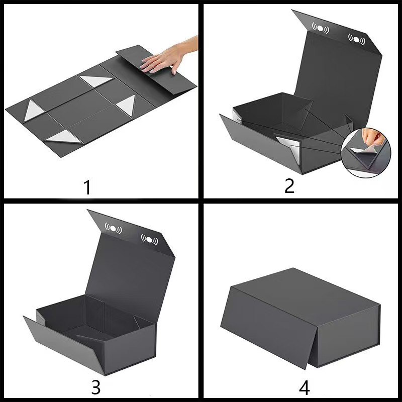 FUYANG Black Gift Box 4-Step Folding Assembly Guide