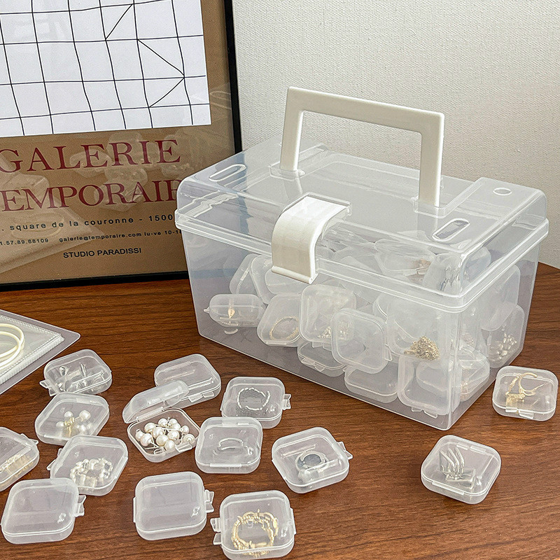Transparent PP Plastic Small Square Box Jewelry Box Earplug Small Box Accessories Mini Earring Box Portable Storage Box