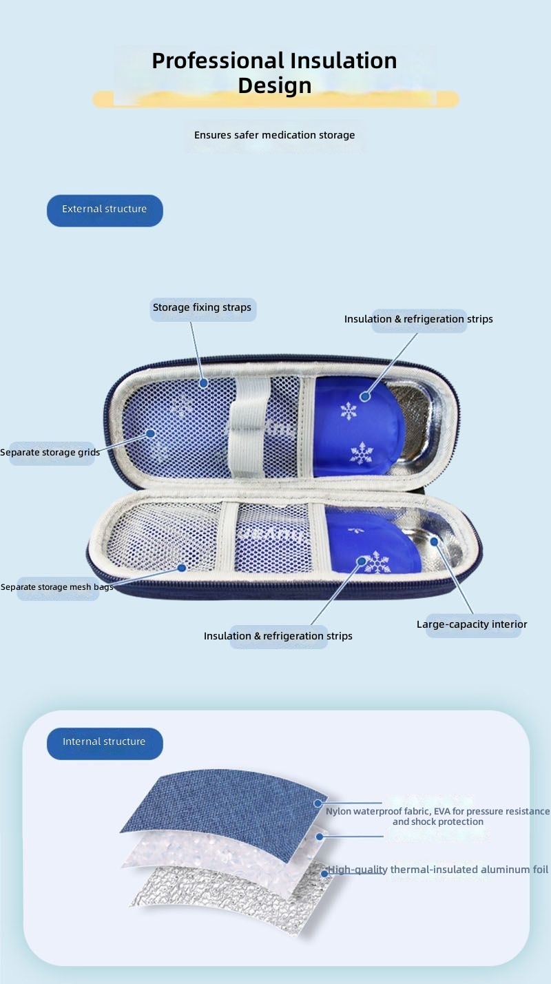 Insulin cooler bag outdoor portable EVA anti-drop storage bag thermal insulation ice pack cooler box ice pack cooler bag