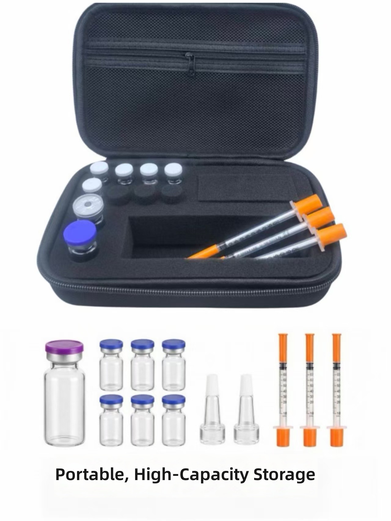 Multifunctional insulin storage bag, insulin vial storage bag, vial medication bottle, large capacity storage, portable outdoor protective case, wholesale