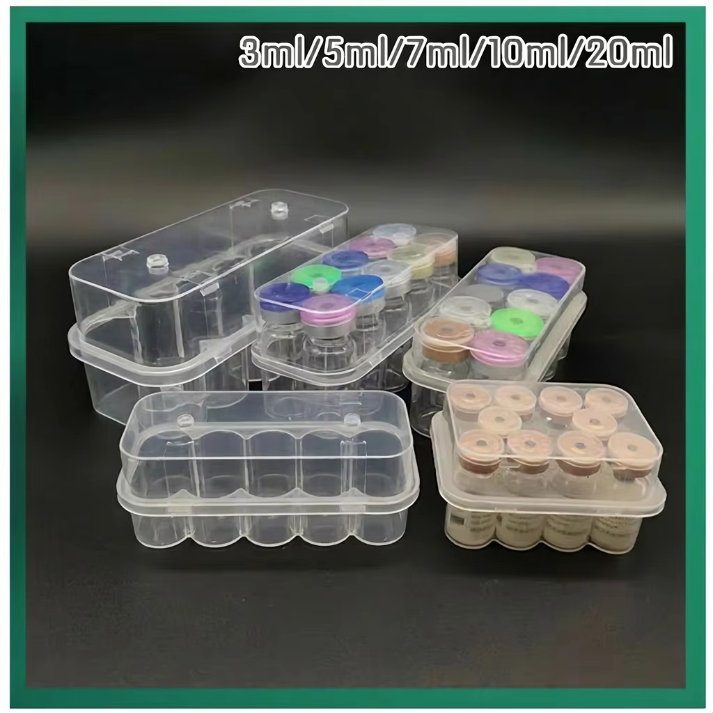 Transparent Medical Grade PP Plastic Peptide Serum Storage Box 3-20ml GLP-1 Peptide Kit Holder Stackable and Interlocking