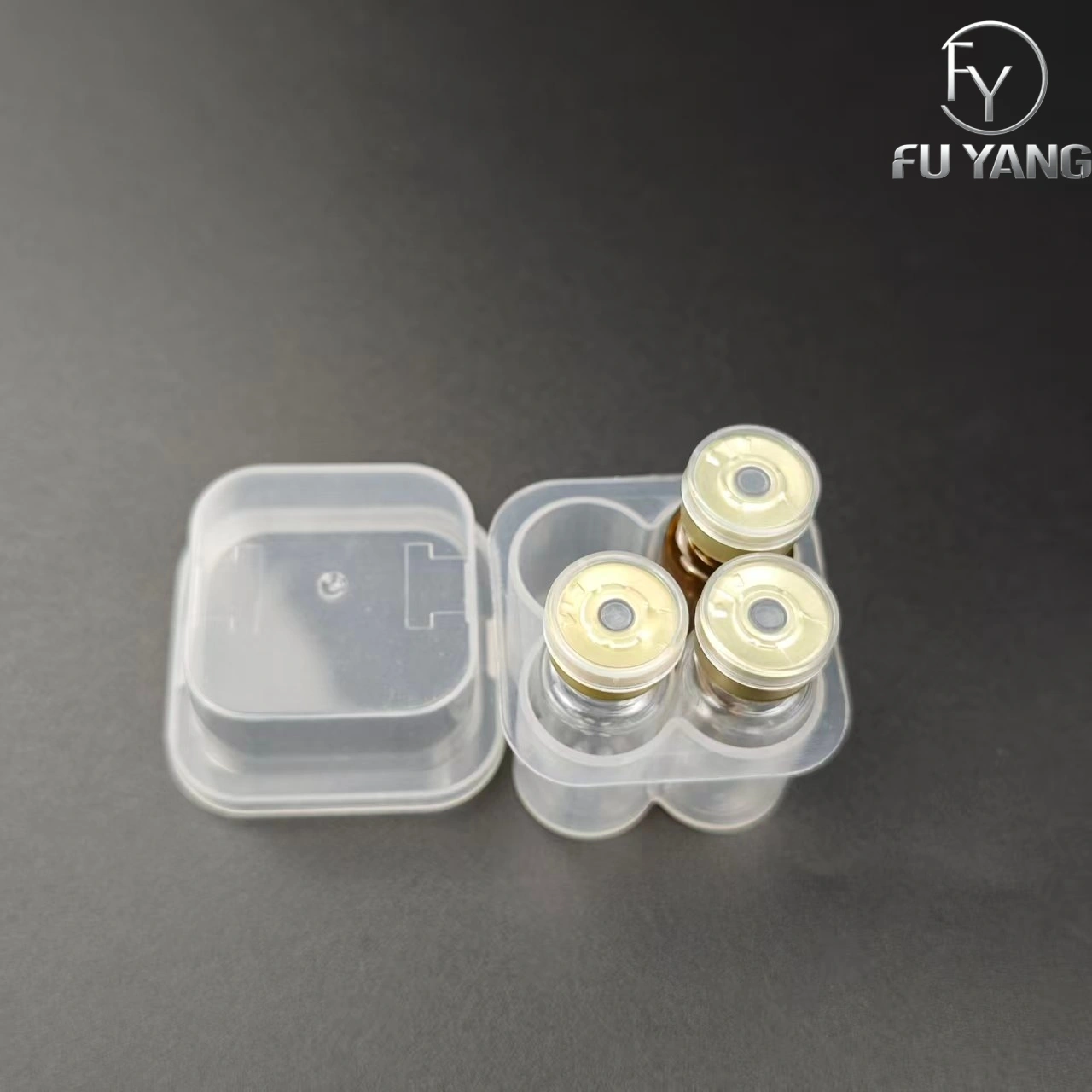 custom 3ml 4-vial complete packaging kit with transparent PP case glass vial butyl stopper and multi-color aluminum cap