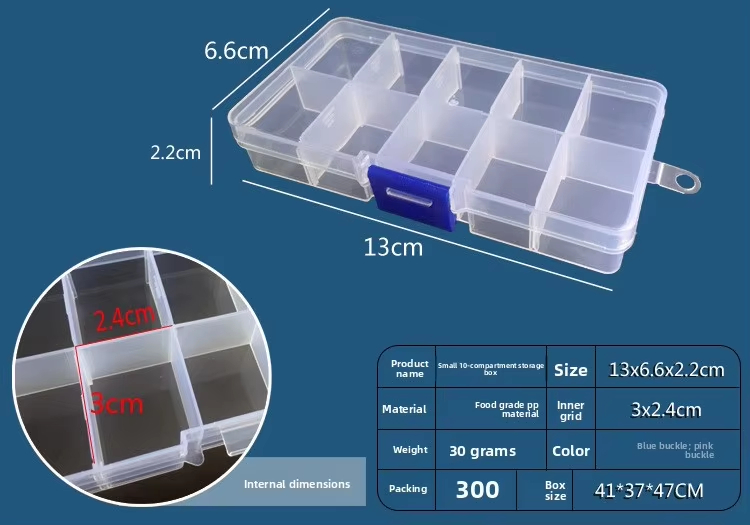 Small 10-Compartment Transparent Pp Plastic Box Detachable Parts Component Storage Box Jewelry Jewelry Classification Hangeable