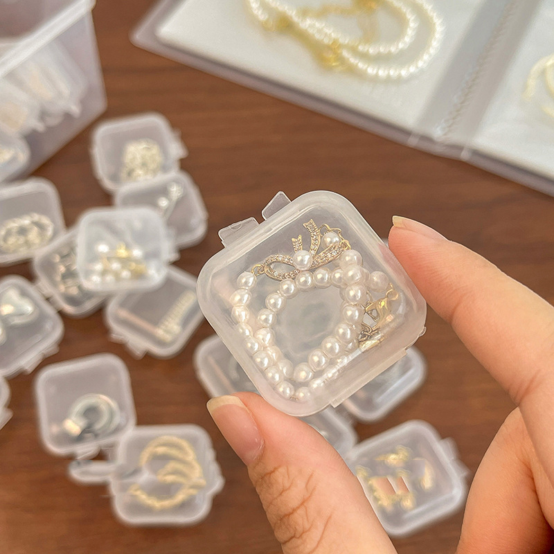 Transparent PP Plastic Small Square Box Jewelry Box Earplug Small Box Accessories Mini Earring Box Portable Storage Box