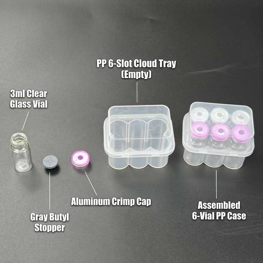 custom 6-pack vial PP case for brand sample retail packaging OEM ODM