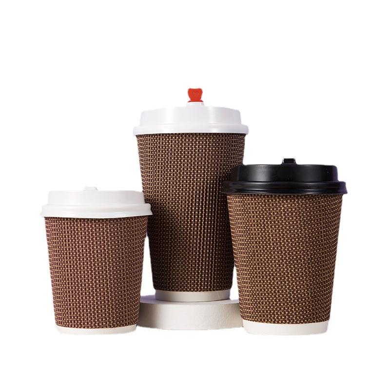 Custom Insulated Coffee Cups with Corrugated Sleeves – White & Black Lids, Perfect for Hot Beverages, Cafes & Branded Takeaway